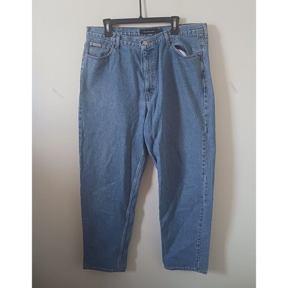 Calvin Klein Jeans Mens Easy Fit Wide Leg High Rise Denim Blue Size 40 - Picture 1 of 7